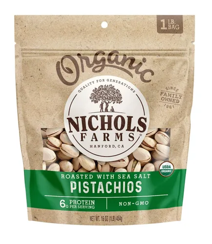 Miniatura 16 de Nichols Farms Pistachos cultivados en California, InShell, paquetes de aperitivos ricos en nutrientes, ajo tostado, 2 libras