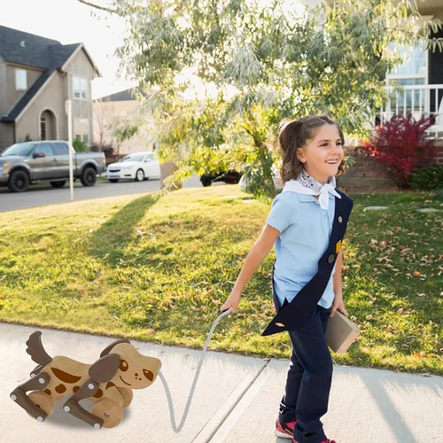 Miniatura 8 de Juguetes Montessori 1 2 3 4 Años Niños Niñas Juguete de Perro de Madera para Caminar y Tirar para Bebés y Pequeñas, Juguetes de Caminar y Tirar