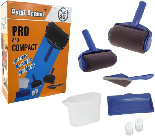 PAINT RUNNER® una marca registrada, juego de 7 piezas - El producto original - Un sistema de pintura autónomo, pintura sin inmersión ni goteo y sin