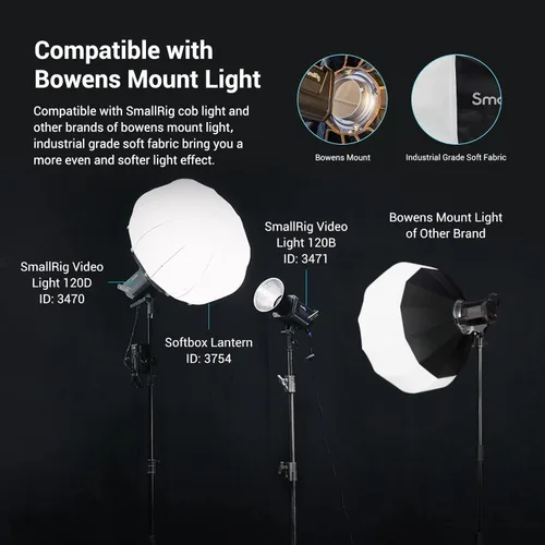Miniatura 5 de SMALLRIG Softbox de Farol Modificador de Luz Suave, Difusor Softbox de 26 pulgadas/65 cm Compatible con Luz de Video SMALLRIG 120B/120D/220B/220D