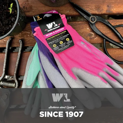 Miniatura 6 de Wells Lamont Guantes de jardinería para mujer, poliéster transpirable, ajuste sin costuras, palma recubierta de poliuretano para agarre