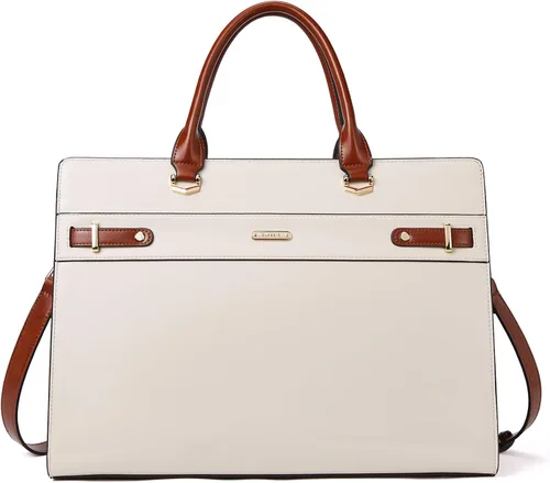 BROMEN Maletín de cuero para mujer 15.6 pulgadas Vintage Laptop Shoulder Bag Business Tote Bolso de trabajo