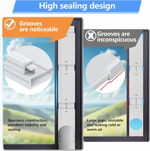 Miniatura 2 de Kit de ventilación portátil de ventana de CA, panel de sellado de ventana de PVC ajustable para ventanas correderas / puertas, kit de ventana