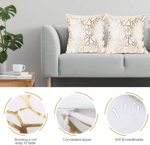 Miniatura 3 de Fundas de almohada blancas de 18 x 18 pulgadas para sofá, 17.7 in x 17.7 in, diseño geométrico de árbol del amor, funda de cojín decorativa súper