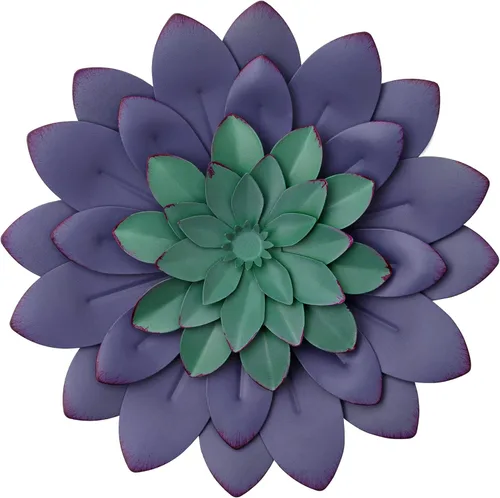 Miniatura 11 de Everydecor Decoración de pared colgante de suculentas, verde, pintado a mano, arte de flores de metal 3D para sala de estar, dormitorio, cocina