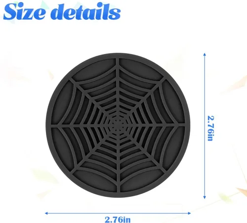 Miniatura 2 de BESULEN Portavasos para Automóvil, Paquete de 4 Alfombrillas Antideslizantes de PVC con Telaraña para Bebidas, Inserto Universal de 2.75 Pulgadas
