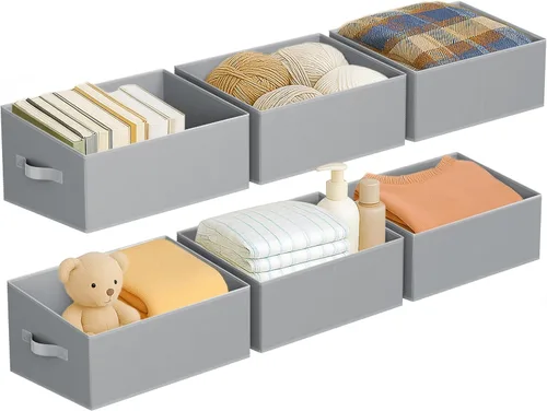 Miniatura 38 de DIMJ Contenedores de almacenamiento trapezoidales para ropa, 4 paquetes organizadores de armario y cestas de almacenamiento, cestas plegables