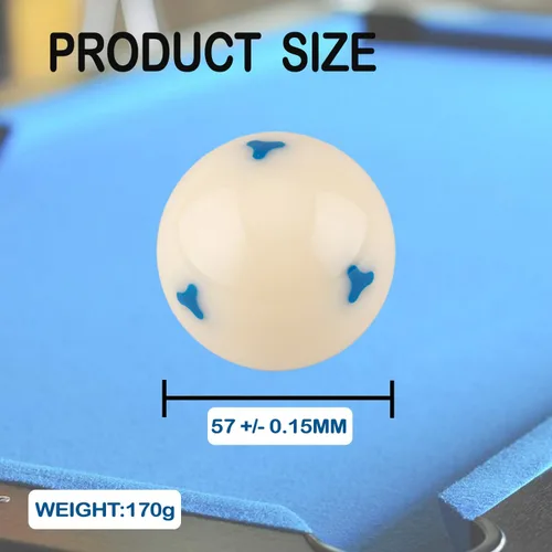Miniatura 2 de Bola de billar blanca de repuesto de 2-1/4", bola blanca de taco, bola azul de 6 puntos AAA, 6 onzas, 6.00 oz, accesorios para mesa de billar CLOVER