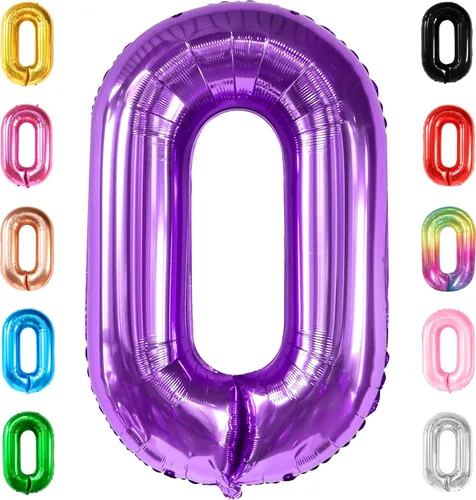 Miniatura 58 de Globo gigante plateado del número 0 de 40 pulgadas – Globo Mylar del número 0 Globo plateado 0 para decoraciones de fiesta Globo plateado