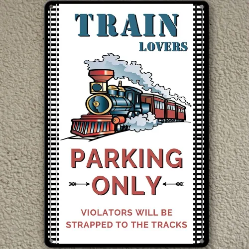 Miniatura 5 de Letrero de tren de metal para decoración de pared de tren para habitación de niños, trenes, regalos para hombres y adultos, amantes de los trenes