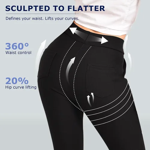 Miniatura 3 de Ginasy Pantalones de vestir para mujer, estilo casual, elásticos, para el trabajo, oficina, elegantes, pantalones ajustados con bolsillos