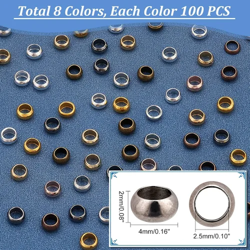 Miniatura 6 de PH PandaHall 800 cuentas de engarce Rondelle en 8 colores, tapones espaciales de 0.157 pulgadas y cuentas espaciadoras, tapón de extremo