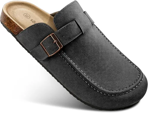 Miniatura 20 de BULLIANT Zuecos pantuflas sandalias de enfermería zapatos de trabajo para hombres y mujeres, parte superior con forro polar + plantilla de corcho