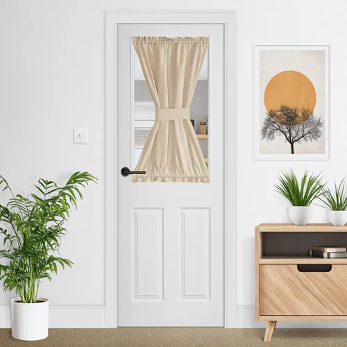 Miniatura 7 de NICETOWN Cortina negra de terciopelo para puerta de cocina/baño/patio/puerta corrediza de vidrio, aislante, con bolsillo para barra, insonorizante