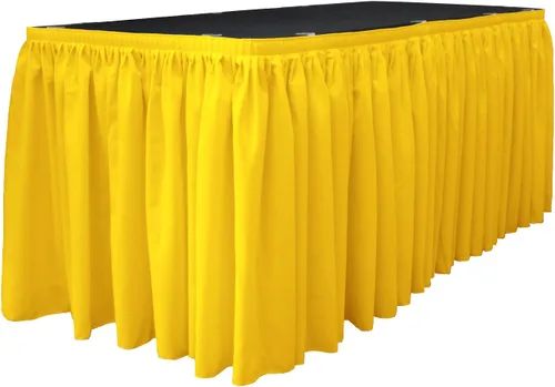 Miniatura 14 de LA Linen Falda de mesa de popelina de poliéster para mesas rectangulares, tela plisada para banquetes de boda, 14 pies por 29 pulgadas de largo