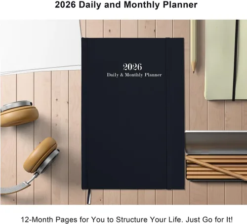 Miniatura 7 de Agenda diaria y mensual 2026, agenda diaria 2026, una página por día, desde enero de 2026 a diciembre de 2026, libro de citas por hora de 5.8 x 8.3