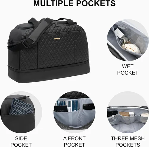 Miniatura 3 de EVERFUN Bolsa de gimnasio para hombres y mujeres, bolsa de lona con compartimento para zapatos y bolsillo húmedo para viajes, deportes, boxeo