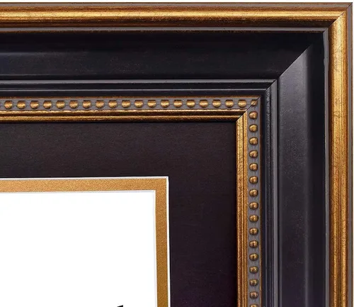 Miniatura 4 de Marco de certificado de 14 x 20 pulgadas con capacidad para 2 marcos de diploma de 8.5 x 11, vidrio real, oro/negro
