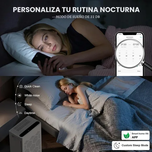 Miniatura 4 de DAYETTE Purificadores de aire para el hogar, habitación grande de hasta 1800 pies cuadrados con fragancia, control inteligente WiFi Alexa, modo