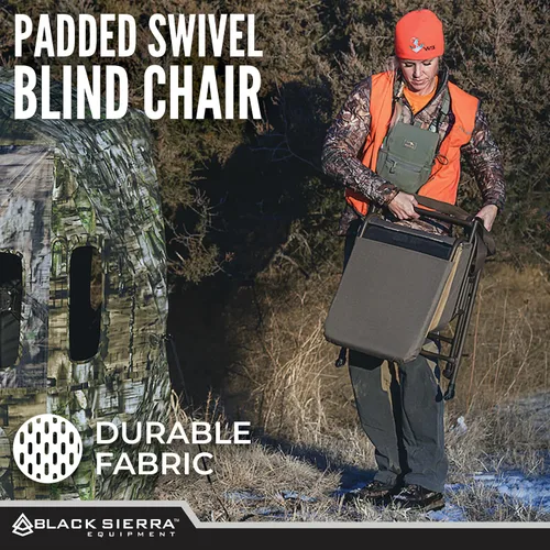 Miniatura 9 de Black Sierra Equipment Silla giratoria acolchada de caza, silenciosa rotación de 360 grados, asiento acolchado, soporte estable para suelo