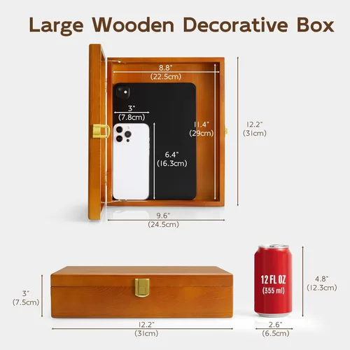 Miniatura 3 de Caja de recuerdo de madera, caja decorativa grande, caja de recuerdos con tapas, caja de recuerdos de boda, caja de joyería, caja de oración, caja
