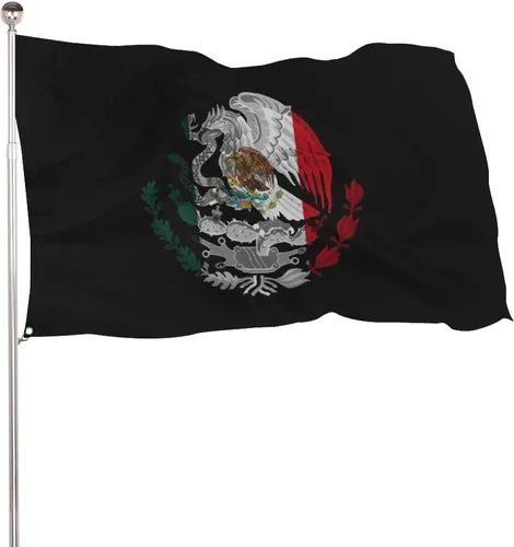 Bandera mexicana de 3 x 5 pies, para interiores y exteriores, impresión de una sola cara, a prueba de decoloración, color 3