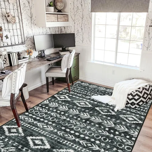 Miniatura 42 de Lahome Alfombra bohemia marroquí para entrada, lavable, de 2 x 3 pies, color gris y blanco, antideslizante, ultra fina, suave, rústica con estampado