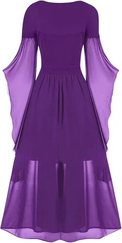 Miniatura 4 de Kenvina Disfraz de cosplay renacentista para mujer, conjunto bohemio gótico de cintura alta, vestido de Halloween, vestido medieval irlandés sobre