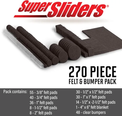 Miniatura 2 de Super Sliders Almohadillas de fieltro autoadhesivas para muebles y parachoques de gabinetes, protegen superficies de madera dura, azulejos