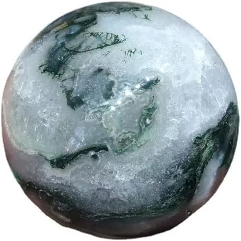Miniatura 11 de Figura de esfera de adivinación de cuarzo curativo con bola de jaspe de sangre de dragón natural, con soporte de madera, 1.96 pulgadas