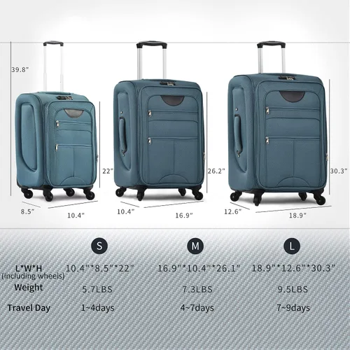 Miniatura 124 de Merax Juegos de equipaje de mano en maleta aprobada por aerolíneas, estuche rígido con ruedas giratorias expandibles, Negro