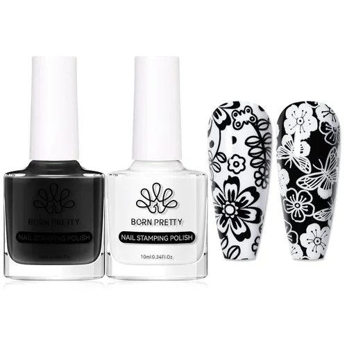 Miniatura 10 de Born Pretty Juego de placas de estampado de uñas, flores a cuadros, hojas, encaje, placas de imagen de arte de uñas de primavera a invierno, kit