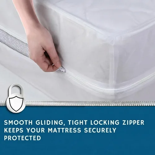 Miniatura 3 de Guardmax Funda de Colchón de Vinilo Resistente con Cremallera Tamaño Queen - Protector de Colchón Impermeable y Transpirable - Ropa de Cama
