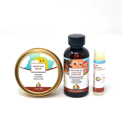 Miniatura 9 de Punkin Butt Paquete de aceite de dentición para bebés y bálsamo labial para aliviar el dolor de encías y labios agrietados, todo natural, orgánico