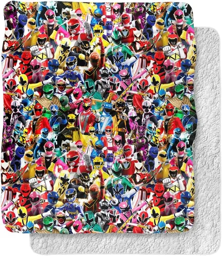 Power Rangers - Manta de 50 x 60 pulgadas, con tacto sedoso y parte trasera de sherpa, muy suave
