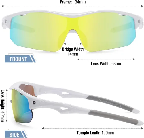 Miniatura 14 de DUCO DK261 - Gafas de sol deportivas de béisbol para jóvenes, con marco TR90 irrompibles, ligeras, para niños y niñas