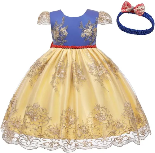 Miniatura 3 de HOIZOSG Vestido de bautizo para niñas cumpleaños boda fiesta graduación bordado de encaje bautizo lazo tutú con tocado