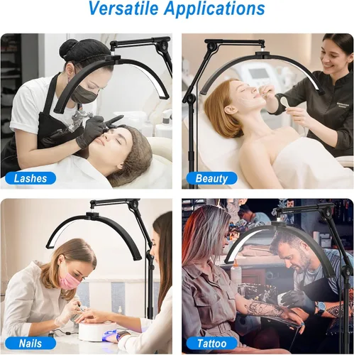 Miniatura 7 de CGBE Lámpara de Altura Ajustable para Pestañas: Lámpara para esteticista con base rodante para facial para esteticista profesional - Diseño plegable