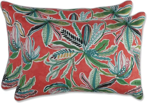 Miniatura 18 de Pillow Perfect Almohadas botánicas para interiores y exteriores, 2 unidades, acento, 16.5 x 16.5 pulgadas, naranja Sunny Daze