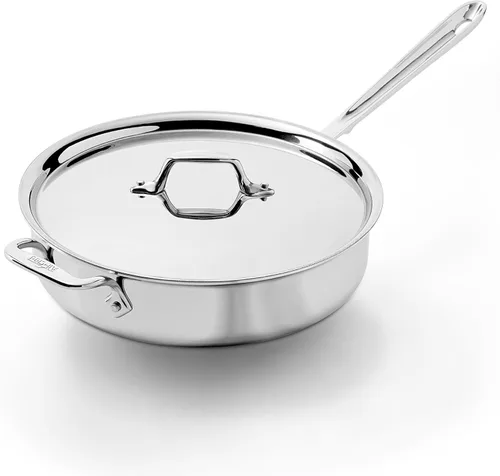 Miniatura 10 de All-Clad D3 Sartén Salteadora de Acero Inoxidable de 3 Capas con Tapa y Mango 3 Cuartos, Inducción, Apto para Horno y Parrilla 600F