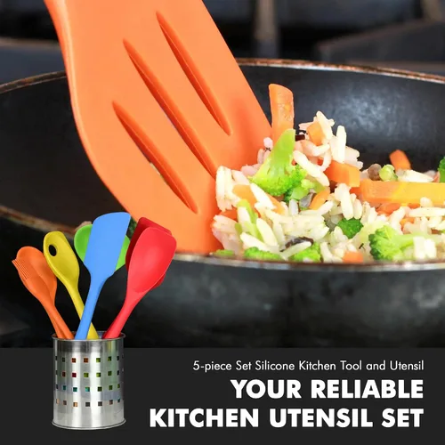 Miniatura 5 de Chef Craft Juego de herramientas de cocina de silicona premium multicolor de 5 piezas, surtido (42086)