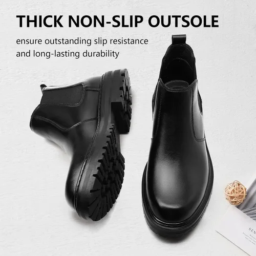 Miniatura 4 de Holy dove Botas Chelsea con plataforma y puntera ancha para hombre, botas casuales de vestir al tobillo