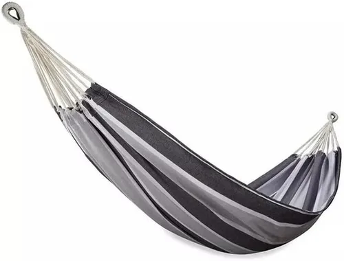 Miniatura 2 de Bliss Hammocks Hamaca de rayas grises y blancas en una bolsa