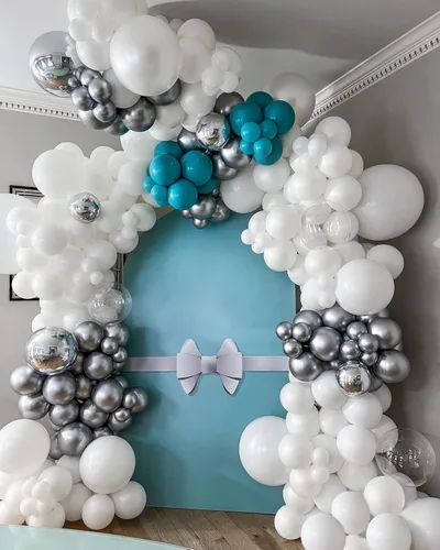 Miniatura 6 de FOTIOMRG - Kit de guirnalda de arco de globos blancos de 110 piezas, globos de látex blancos de 18, 12, 10, 5 pulgadas de diferentes tamaños