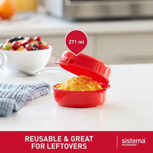 Miniatura 5 de Sistema 1117 Utensilio de cocina para cocinar huevos de manera fácil en el microondas, color rojo
