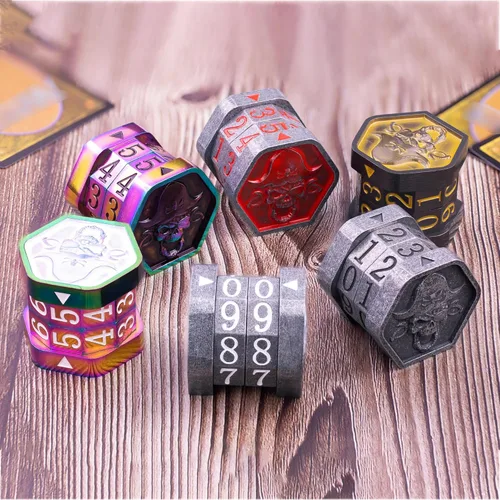 Miniatura 4 de MTG Life Counter Wheel - Contador de vida de metal MTG, juego de dados pequeños, embalaje de caja de regalo para tarjetas, juegos de mesa Colorido