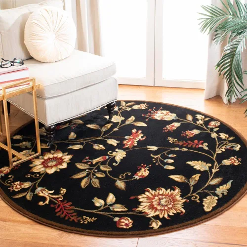 Miniatura 42 de SAFAVIEH - Alfombra de acento de la colección Lyndhurst, 3'3" x 5'3", color negro y multi, diseño floral tradicional, no desprende pelusa y de fácil