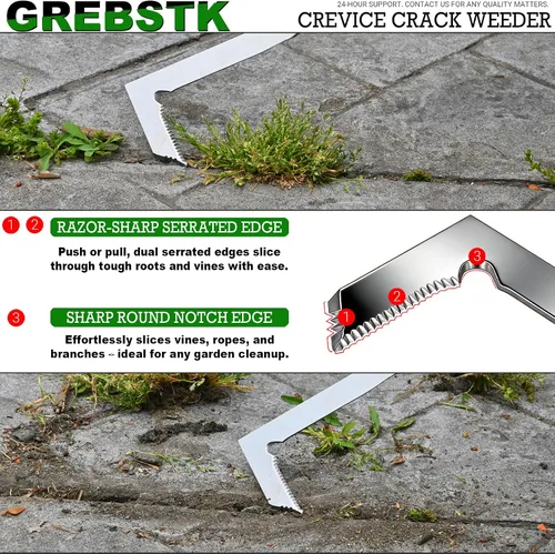 Miniatura 3 de GREBSTK - Herramienta de jardinería manual de acero inoxidable para grietas L-shaped blade, razor-sharp hardened, rust-resistant, comfortable