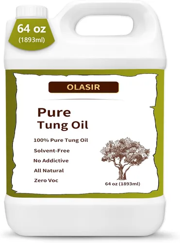 Aceite Tung puro 100% natural de 64 onzas para acabado de madera, seguro de grado alimenticio, aceite Tung impermeable para suelos de madera,