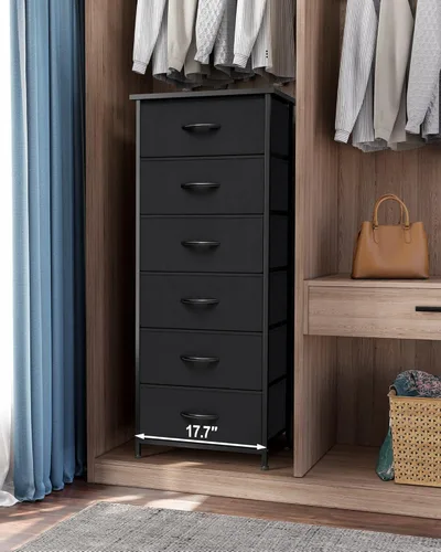 Miniatura 6 de Crestlive Products Torre de Almacenamiento Vertical para Cómoda - Marco de Acero Resistente, Superficie de Madera, Contenedores de Tela de Fácil